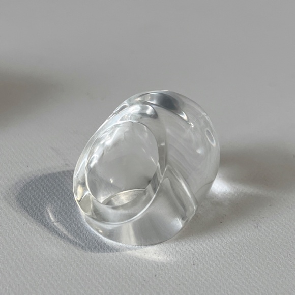 Vintage Lucite Ring Chunky Crystal Bubble Dome Statement Unisex Acrylic Jewelry - Picture 11 of 11